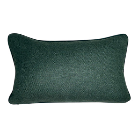 Green back cushion with velvet pipe. Rare Tally Ho Sanderson Fabric
