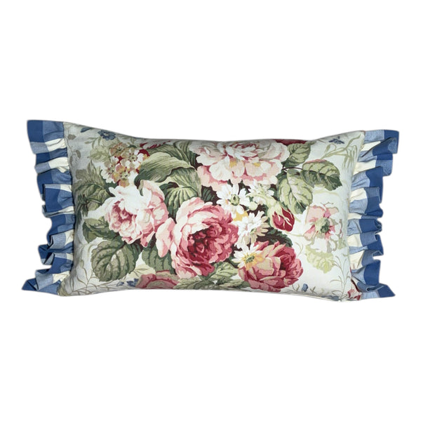 Vintage Cushion Warwick Bibury Floral - 30X50cm - Pink/Green/Blue