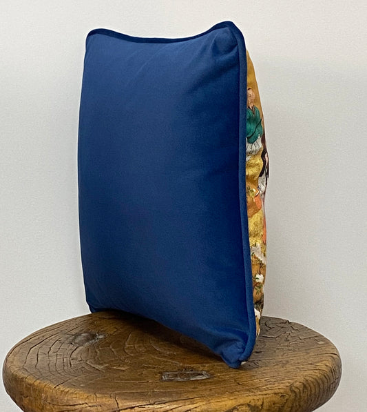 Designer Cushion Garden Party 1 - 30X30cm - Gold/Blue