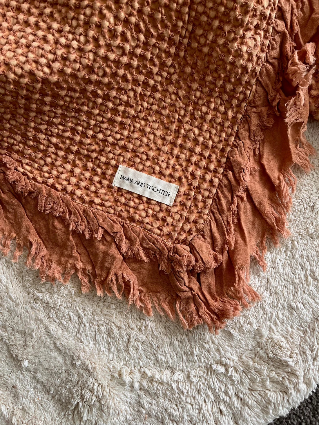 Organic Cotton Rustic Waffle Throw Blanket - Rust