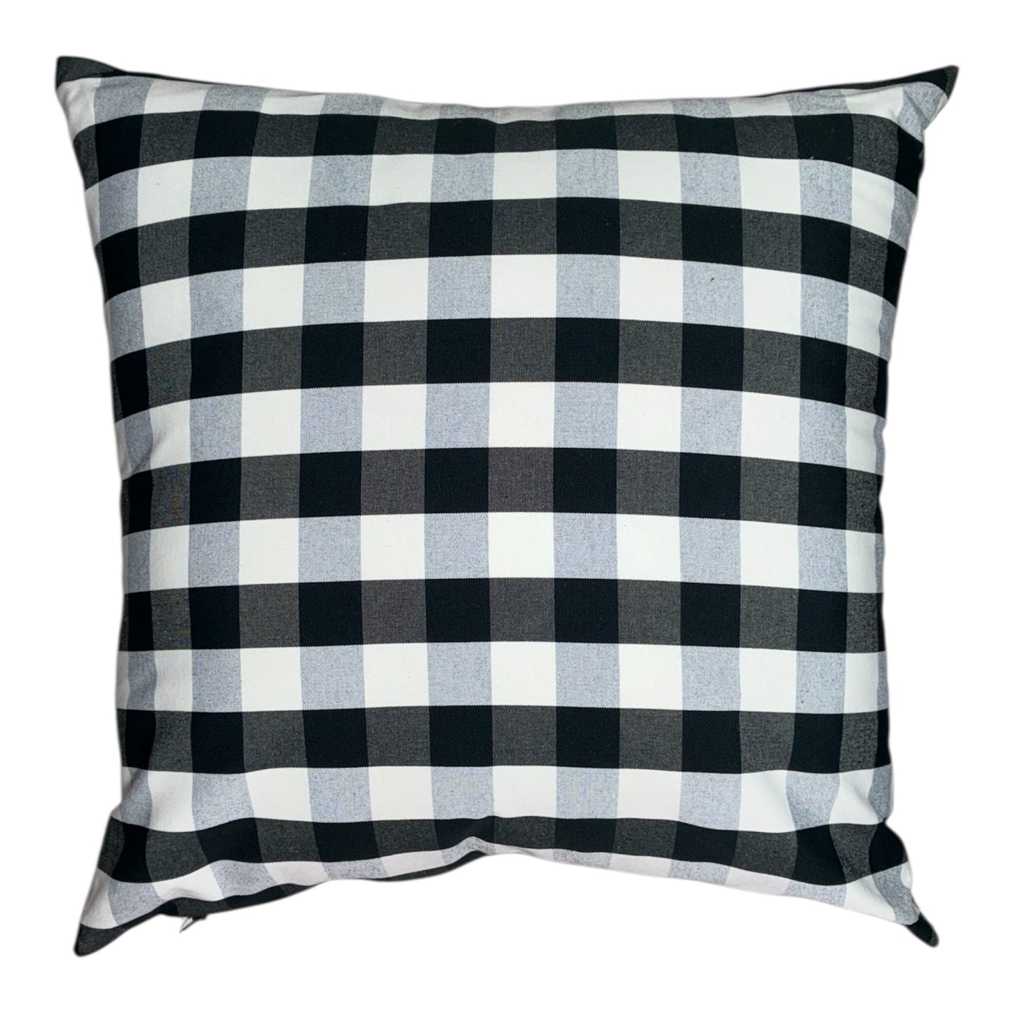 Vintage floral cushion on dark ground with check reverse