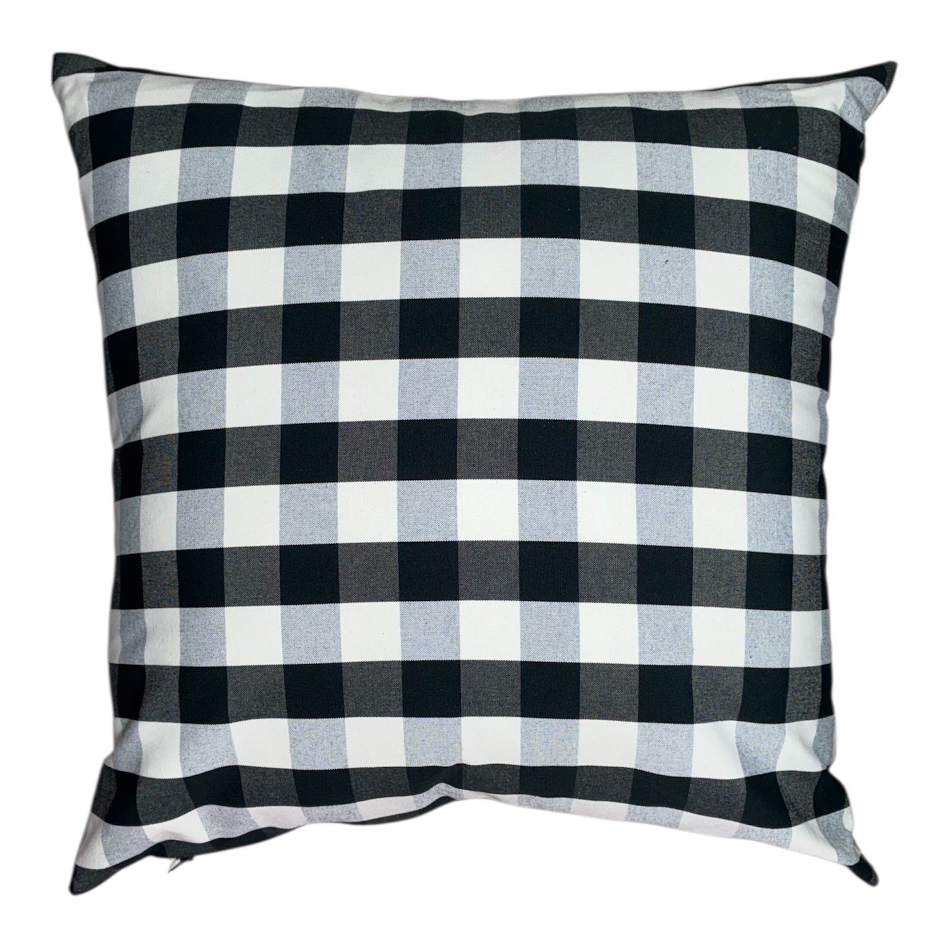Vintage floral cushion on dark ground with check reverse