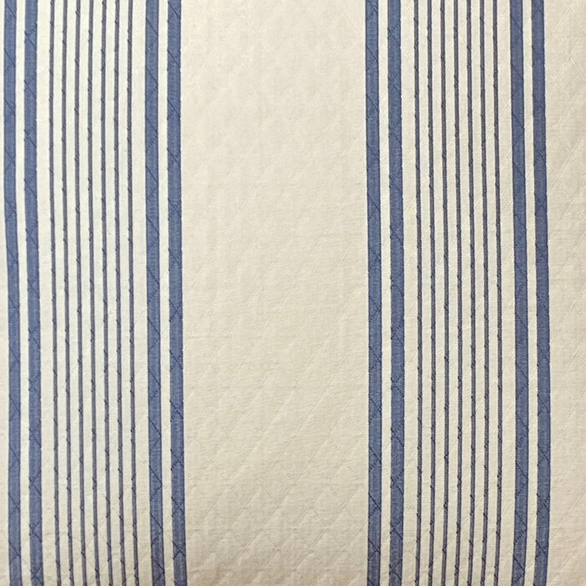 Effortless -Designer quilted striped Cushion - 60X60cm - Blue/Cream