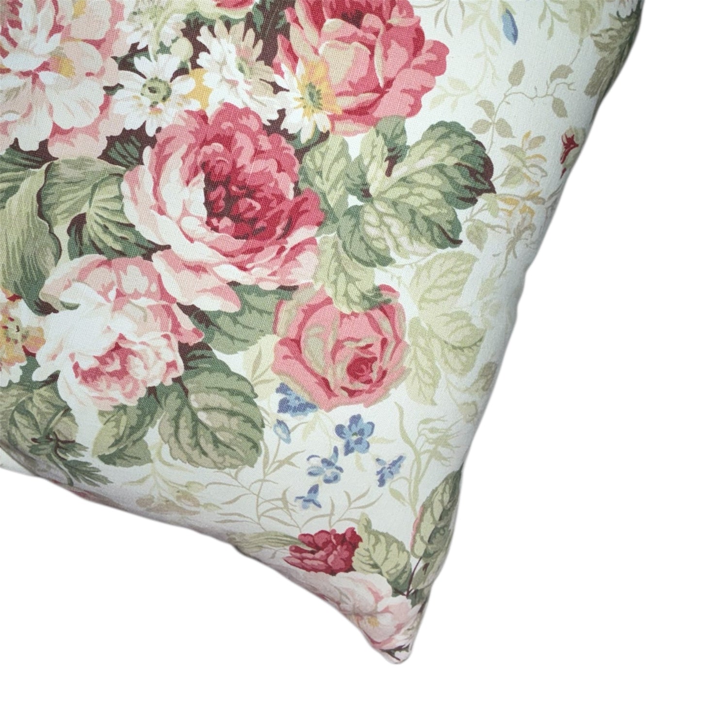 Vintage Warwick Cushion - 60X60cm - Blue/Pink Warwick floral front with quilted navy and blue back
