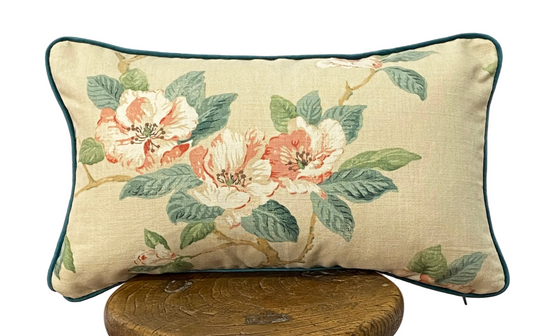 Vintage Floral Cushion: 30X50cm Cream/Coral 2