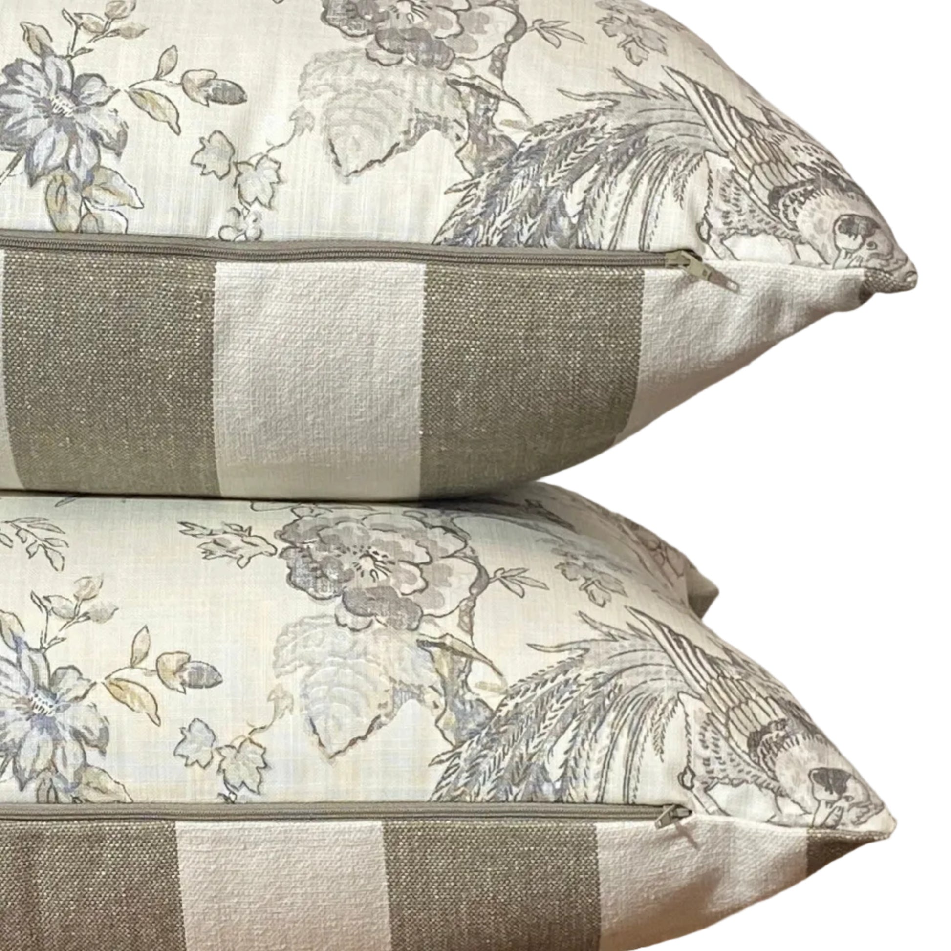 Renaissance Dove A contemporary classic if ever there was one, this english fabric is both individual and timeless, paired with a bold stripe back in complementary neutral tones