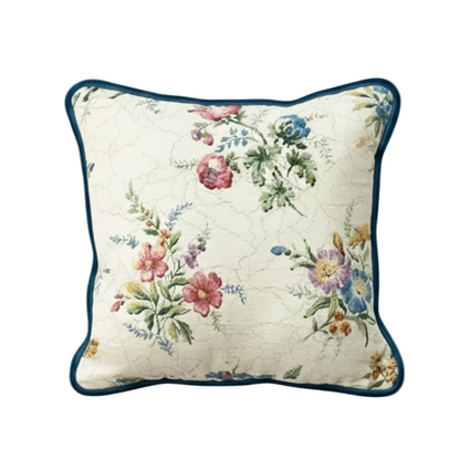 Decorative pillow with floral pattern GP and J Baker vintage cushion 30cm x 30cm. Floral with a blue velvet pipe.