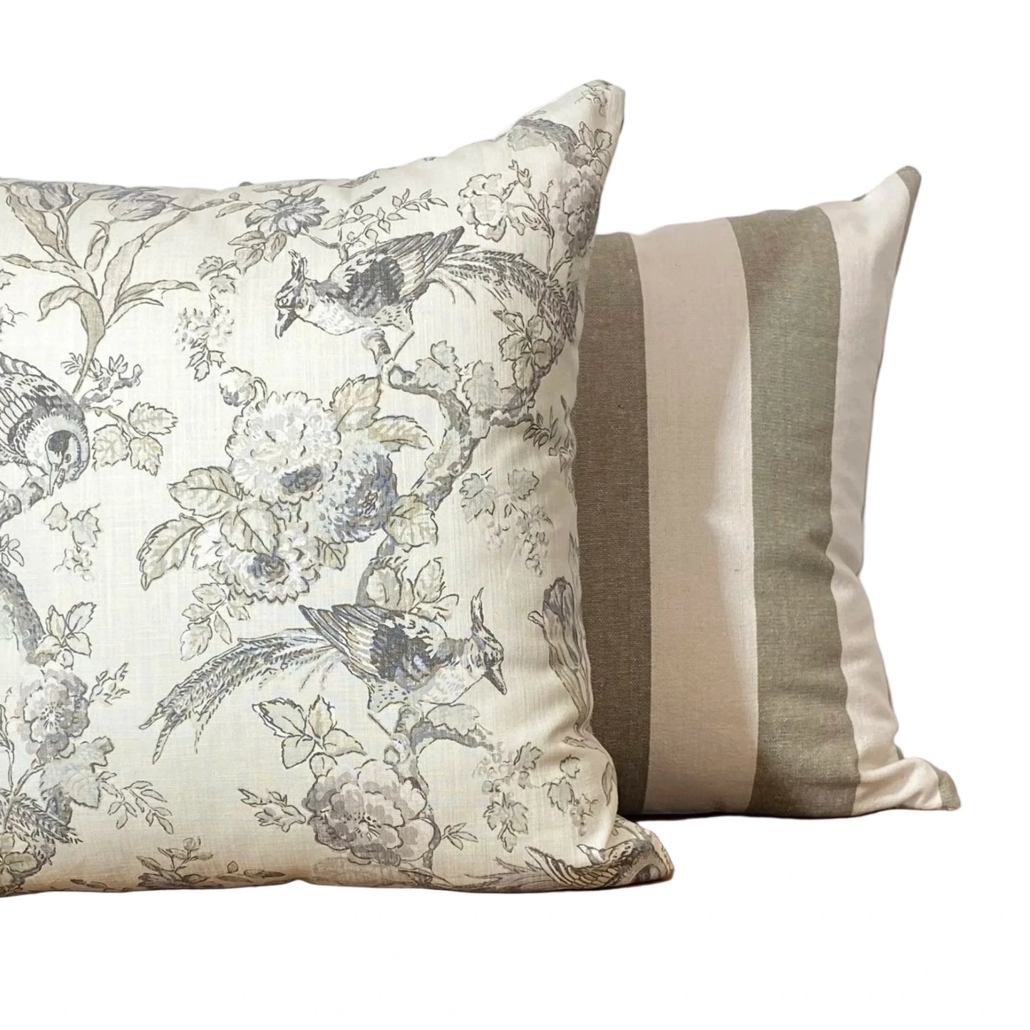 Renaissance Dove A contemporary classic if ever there was one, this english fabric is both individual and timeless, paired with a bold stripe back in complementary neutral tones