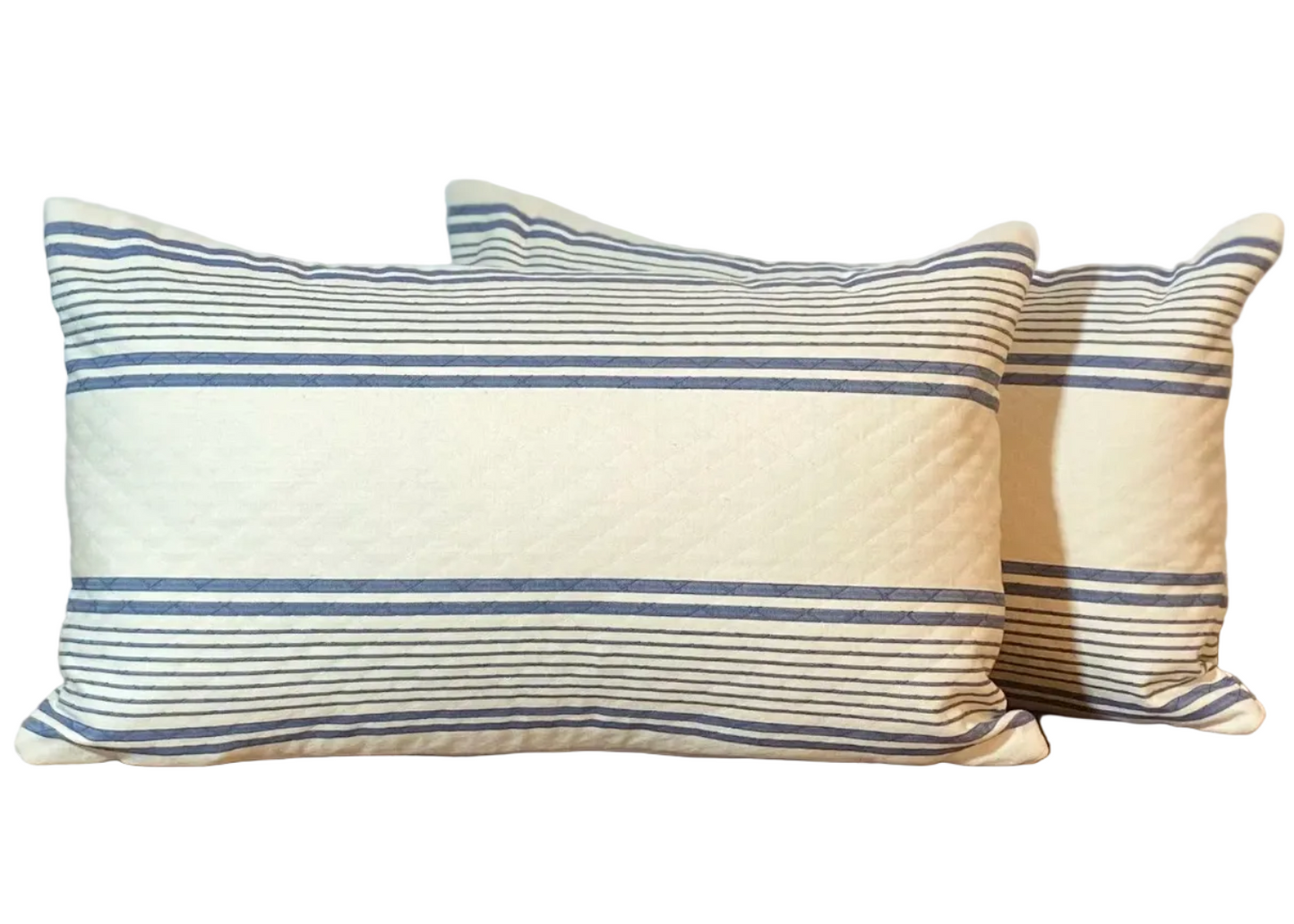 Quilted Navy Stripe Lumber horizontal blue and Cream