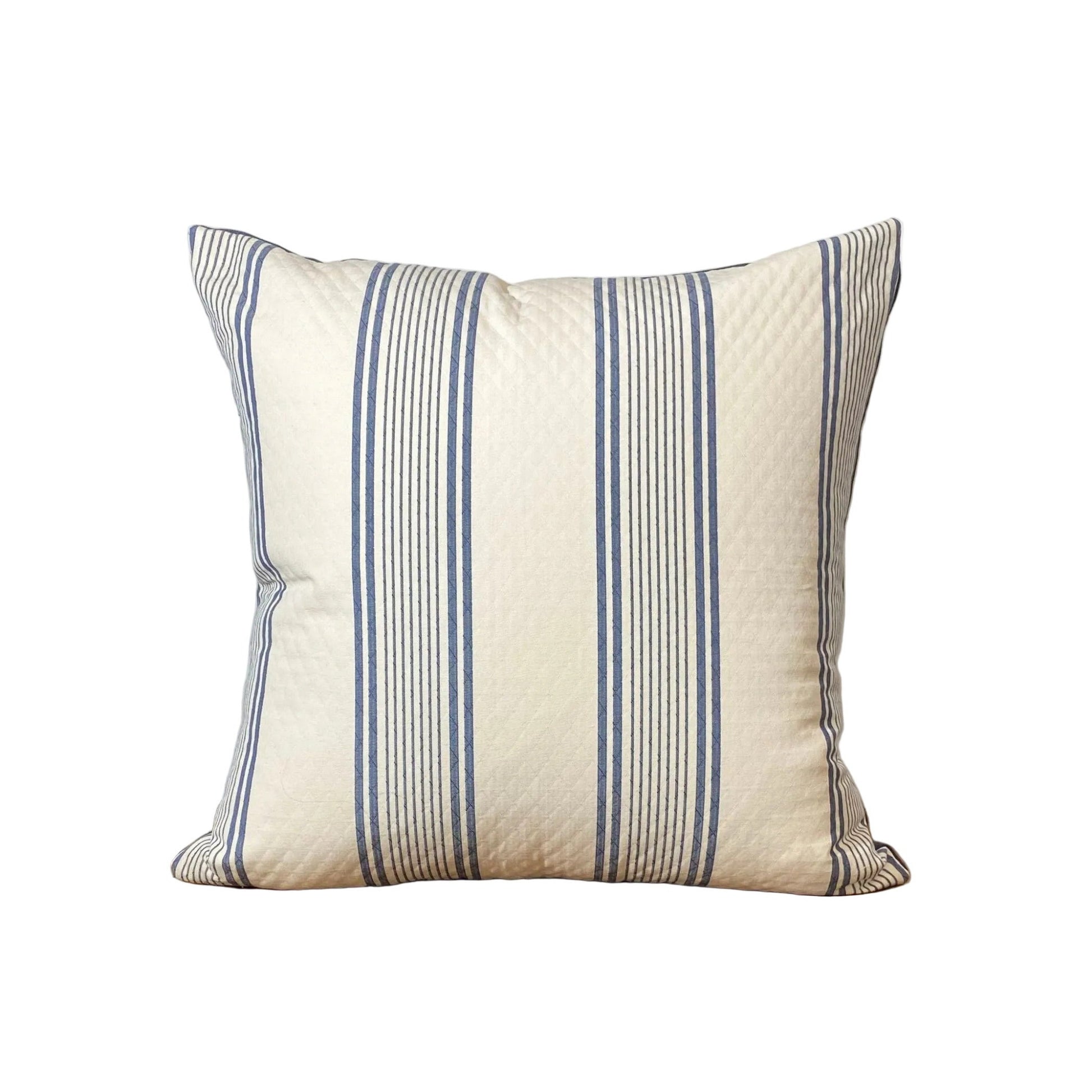 Designer quilted striped Cushion - 60X60cm - Blue/Cream euro