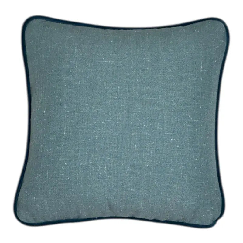 Blue cushion with a dark blue velvet  border 30x30 complemening back