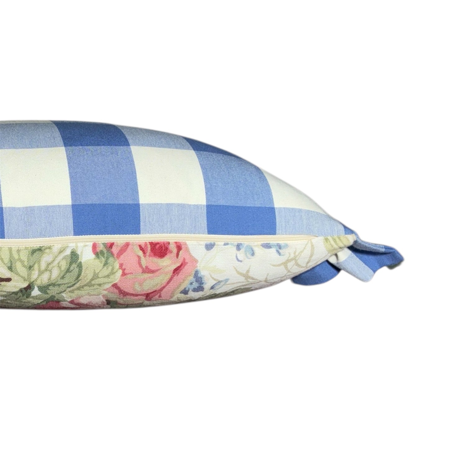 Warwick Lumbar with blue check back and end frills 
