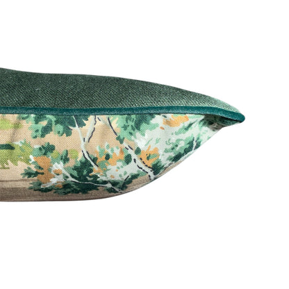 Close-up of a green pipe Tally Ho Design from sanderson, linen Green back