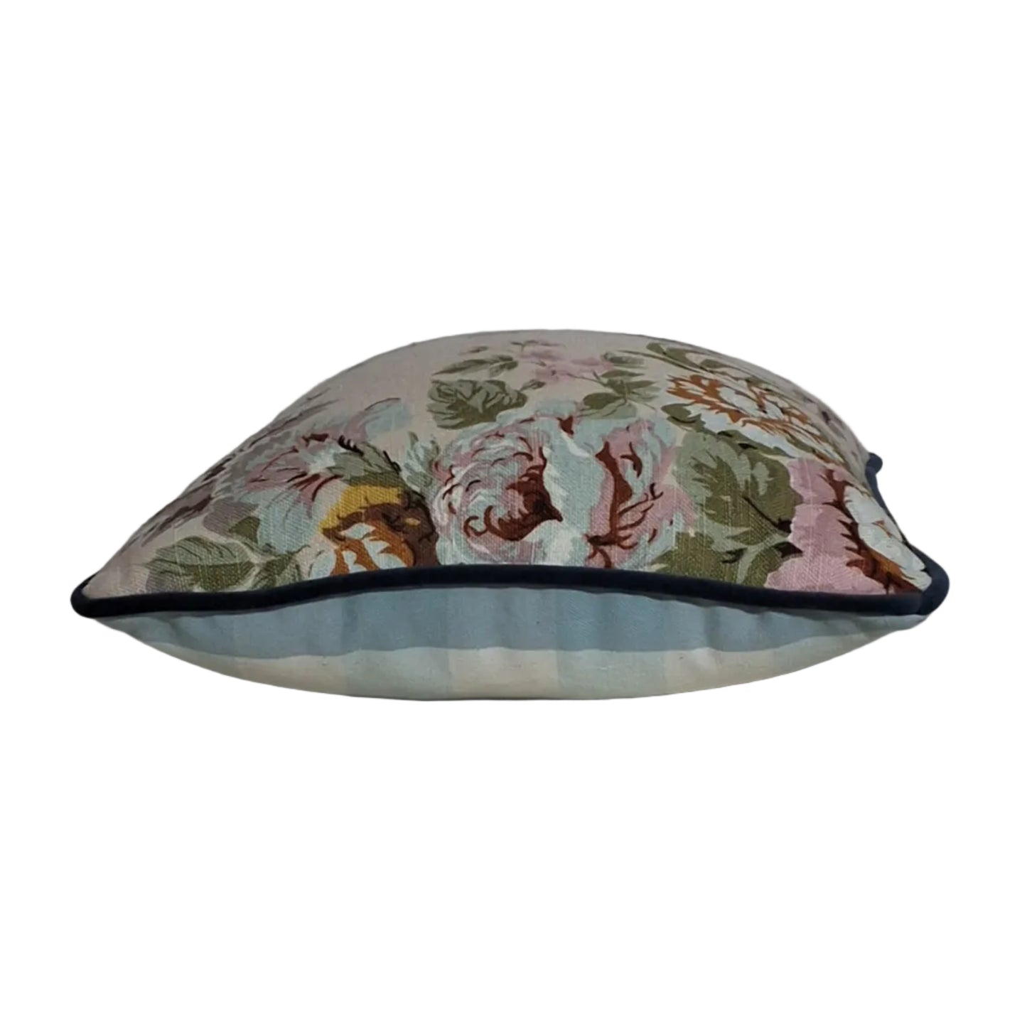 Floral-patterned cushion floral pattern Boronia 30x30 denim mpipe blue check back 