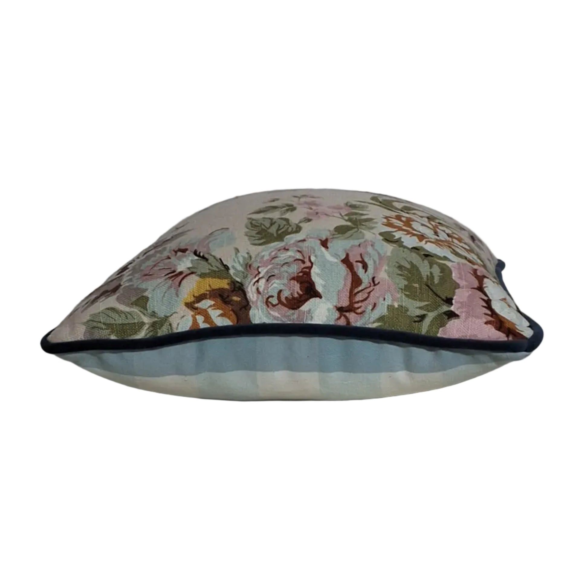 Floral-patterned cushion floral pattern Boronia 30x30 denim mpipe blue check back 
