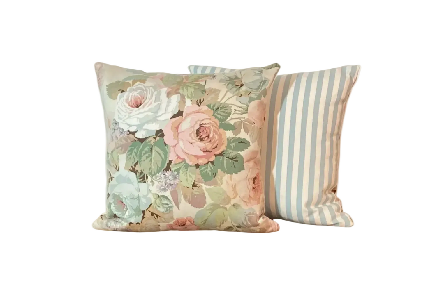 Vintage Chelsea fabric is beautiful soft colour way. Paired with a sweet and classic blue and white stripe 