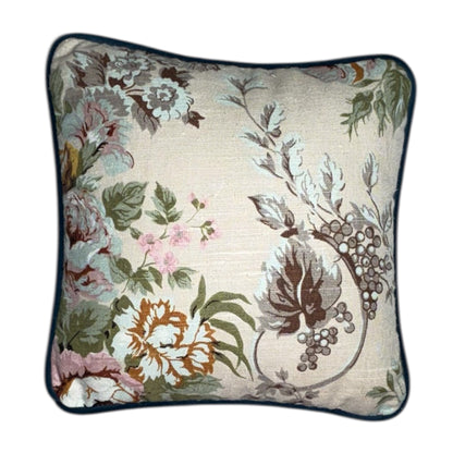Decorative pillow with floral pattern Boronia 30x30 deni pipe blue check back