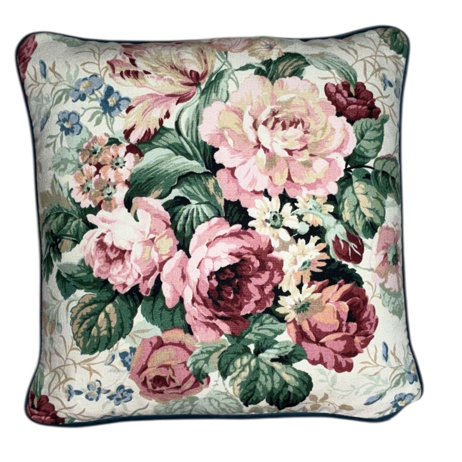Sanderson Floral is piped in a deep green and backed with a gorgeous green linen. We nicknamed it "The Special" in the studio and it's easy to see why.