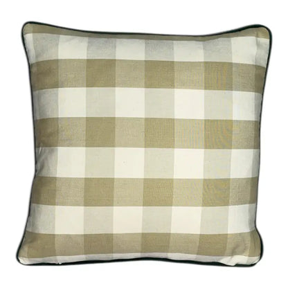 Floral patterned pillow with green and white flowers on a light background 40 x 40 Cushion Green Velvet pipe Cream Check
