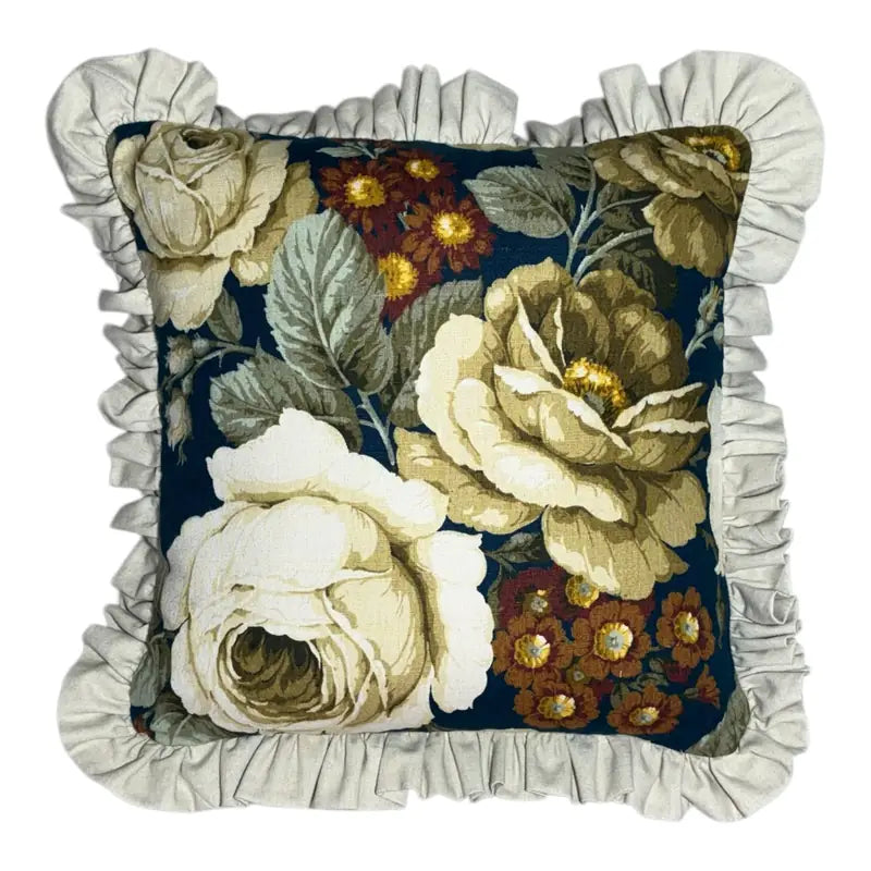 Vintage Sanderson Sybil Ruffle - Navy/Cream