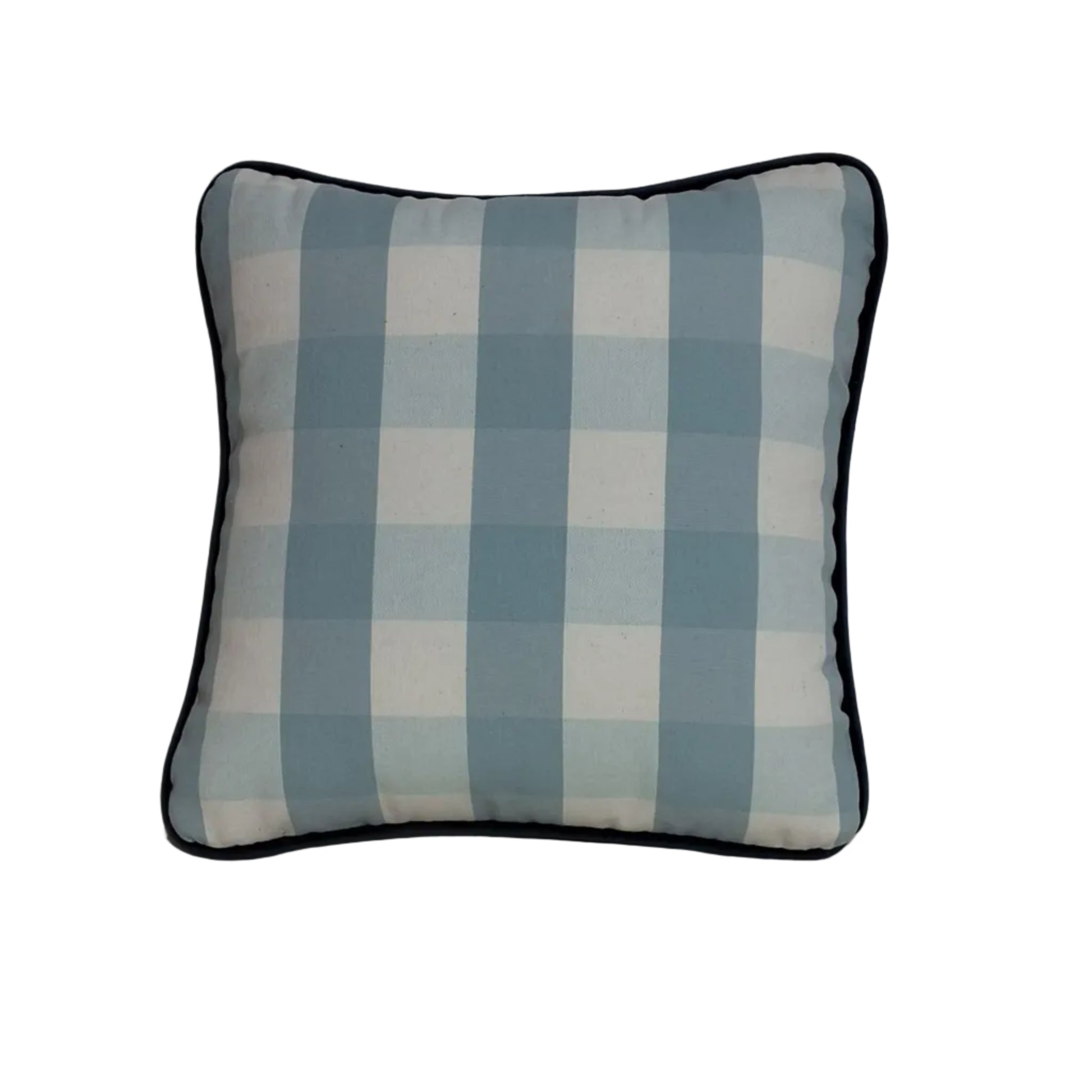 Blue and white checkered pillow 
