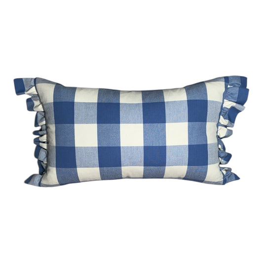 Warwick Lumbar with blue check back and end frills 