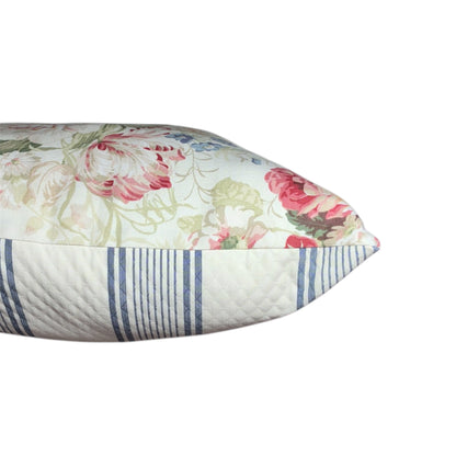 Vintage Warwick Cushion - 60X60cm - Blue/Pink Warwick floral front with quilted navy and blue back