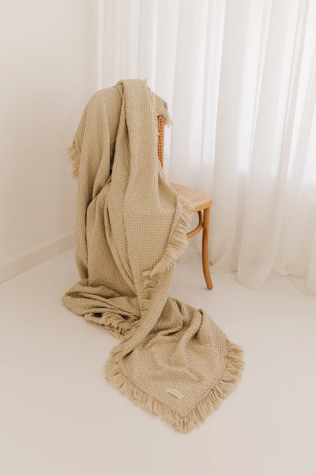 Organic Cotton Rustic Waffle Throw Blanket - Natural